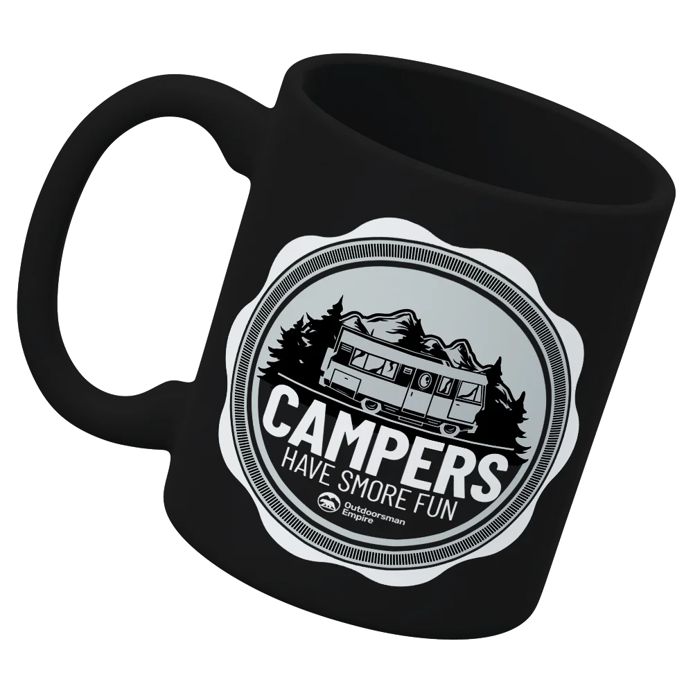 Camping Seal 11oz Mug with UV printed design, showcasing its sturdy ceramic build and glazed finish, perfect for outdoor use.