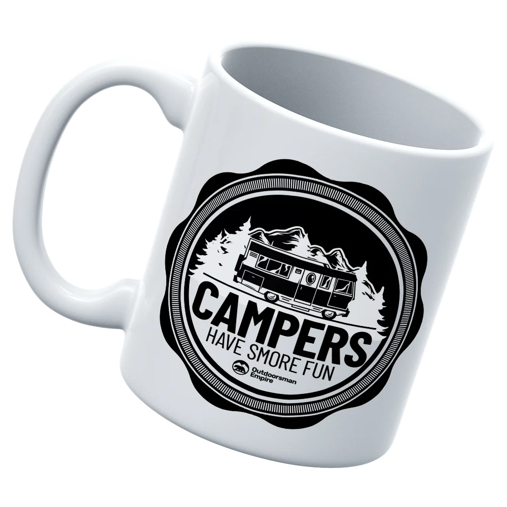 Camping Seal 11oz Mug with UV printed design, showcasing its sturdy ceramic build and glazed finish, perfect for outdoor use.