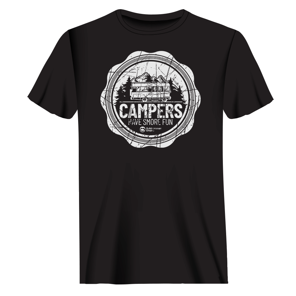 Camping Seal Man T-Shirt featuring a unique design, made from soft ringspun cotton, perfect for outdoor activities.