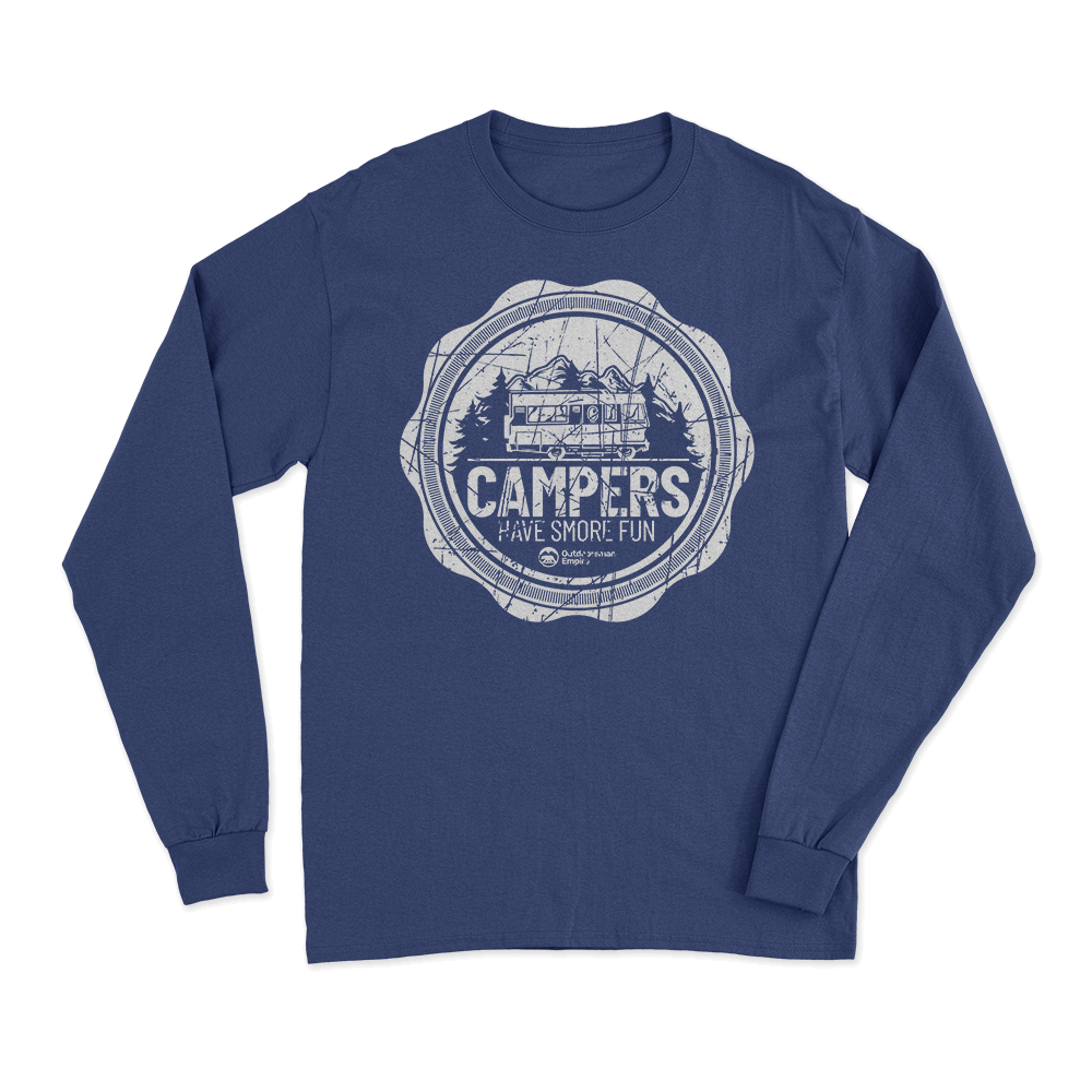 Camping Seal Men Long Sleeve Shirt featuring a stylish design, perfect for outdoor activities and casual wear.