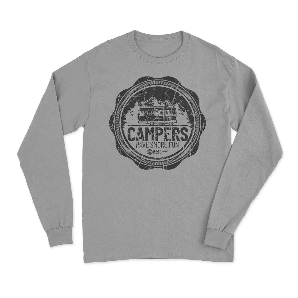 Camping Seal Men Long Sleeve Shirt featuring a stylish design, perfect for outdoor activities and casual wear.