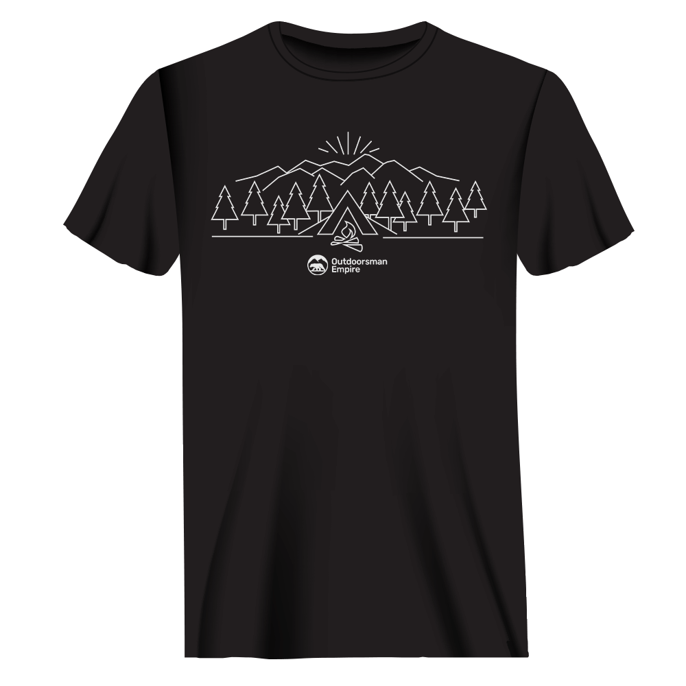 A stylish Camping Triangles Man T-Shirt featuring a unique camping-themed design, made from soft ringspun cotton.