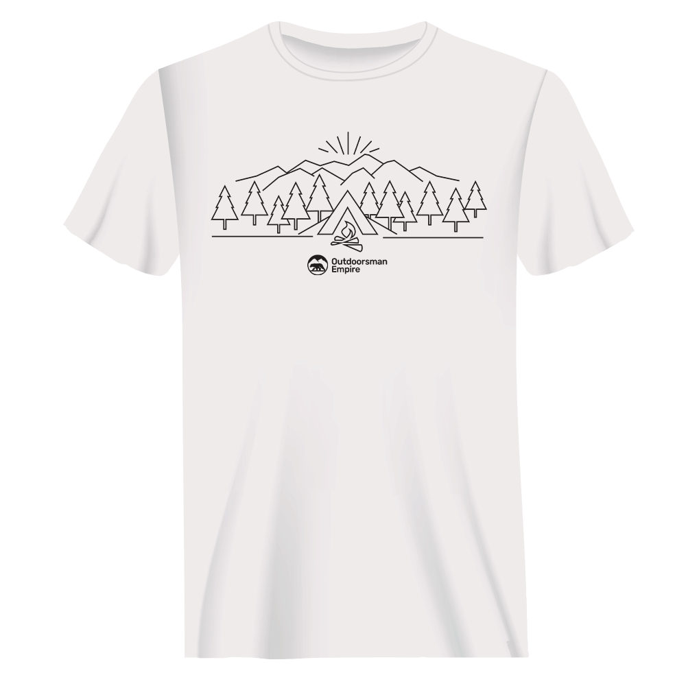 A stylish Camping Triangles Man T-Shirt featuring a unique camping-themed design, made from soft ringspun cotton.