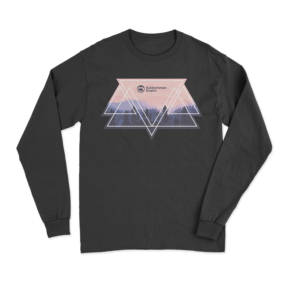 Men's long sleeve shirt featuring a unique camping triangles design, made from midweight fabric for comfort and durability.