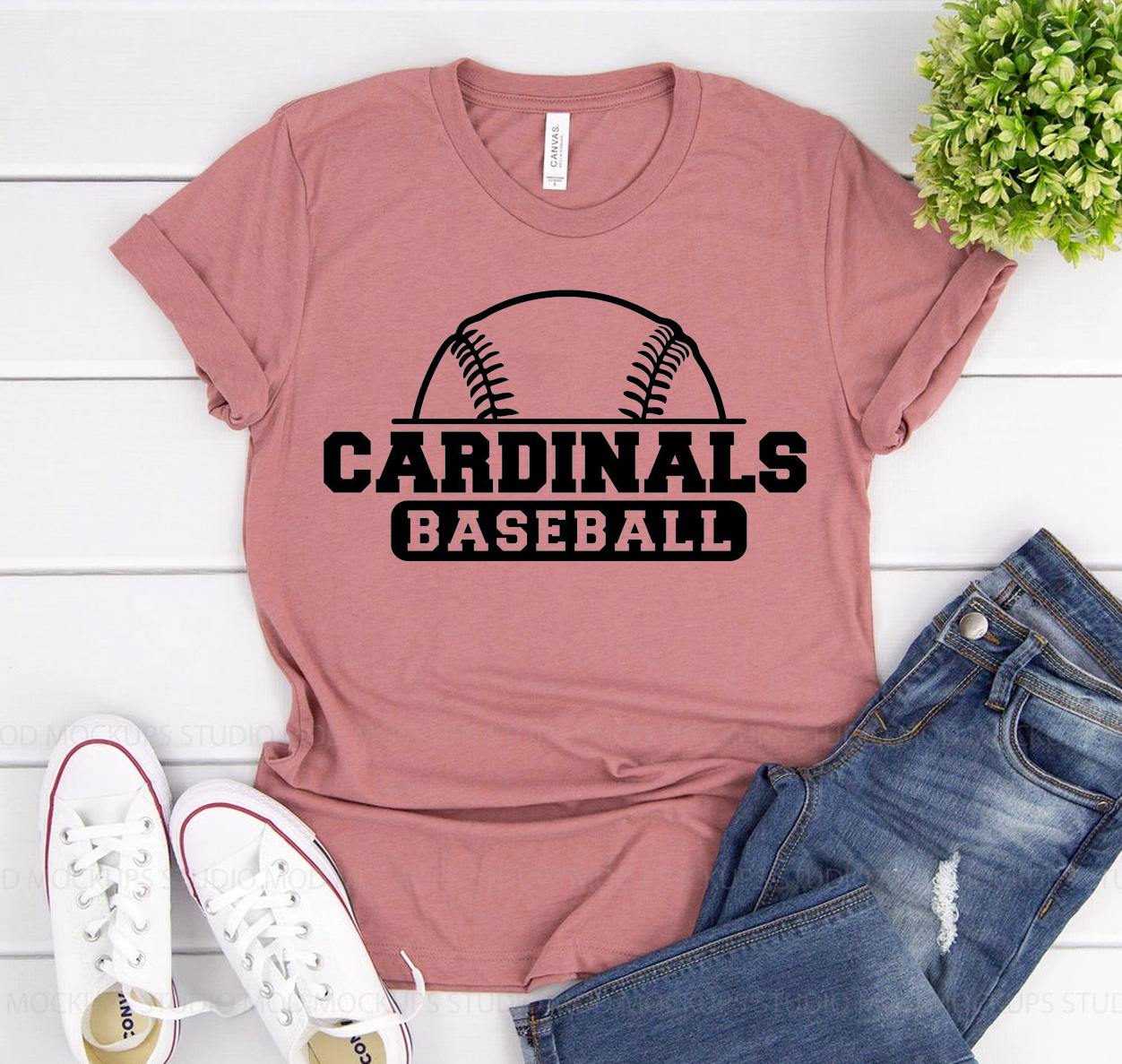 A classic unisex Cardinals Baseball T-shirt made from soft airlume cotton, featuring a comfortable fit and available in various sizes.