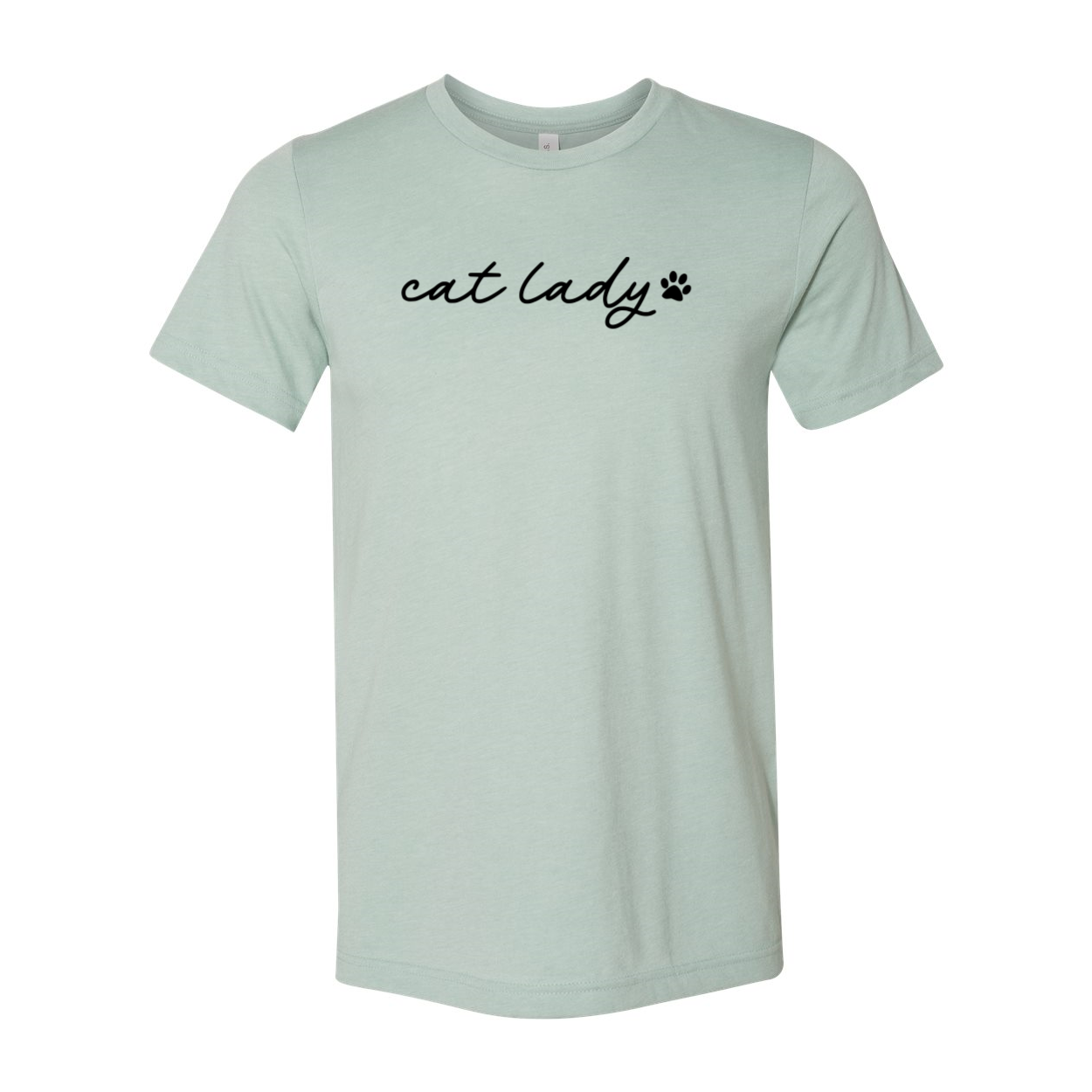 A stylish unisex Cat Lady Shirt made from soft ring spun cotton, featuring a classic crew neck and short sleeves, available in multiple colors.