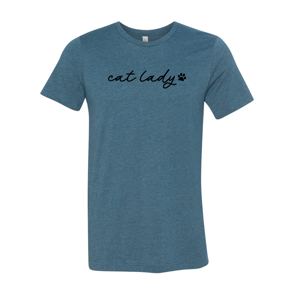 A stylish unisex Cat Lady Shirt made from soft ring spun cotton, featuring a classic crew neck and short sleeves, available in multiple colors.