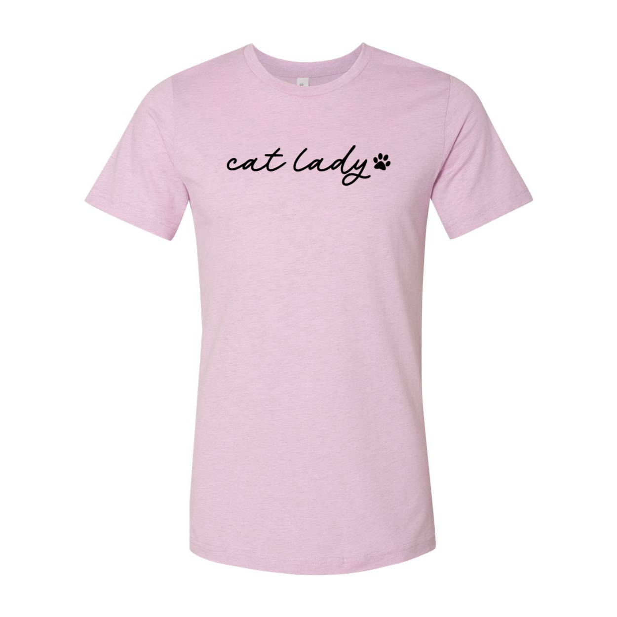 A stylish unisex Cat Lady Shirt made from soft ring spun cotton, featuring a classic crew neck and short sleeves, available in multiple colors.