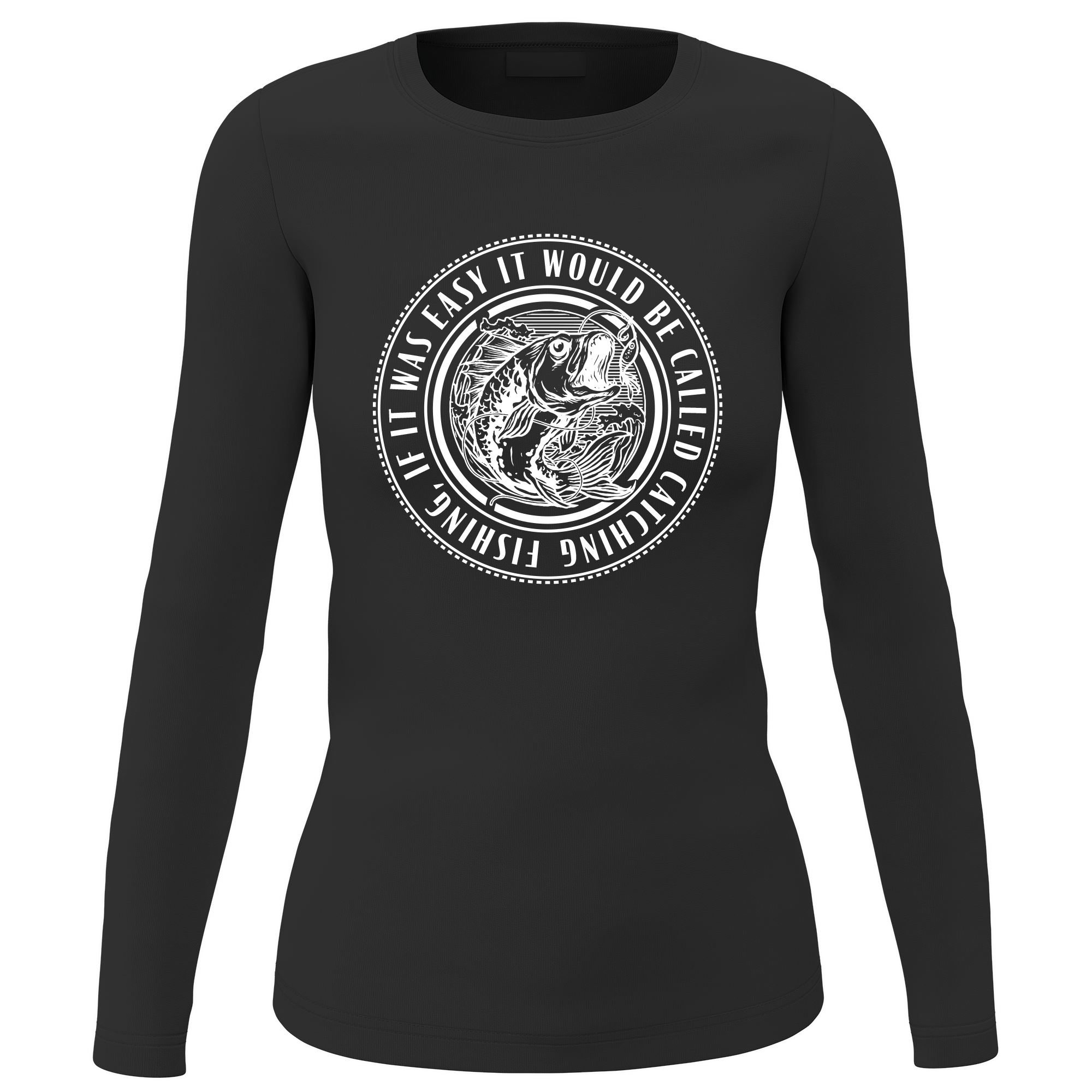 Catching Fishing Women's Long Sleeve Shirt featuring a stylish design, midweight fabric, and semi-fitted silhouette, perfect for fishing and casual outings.