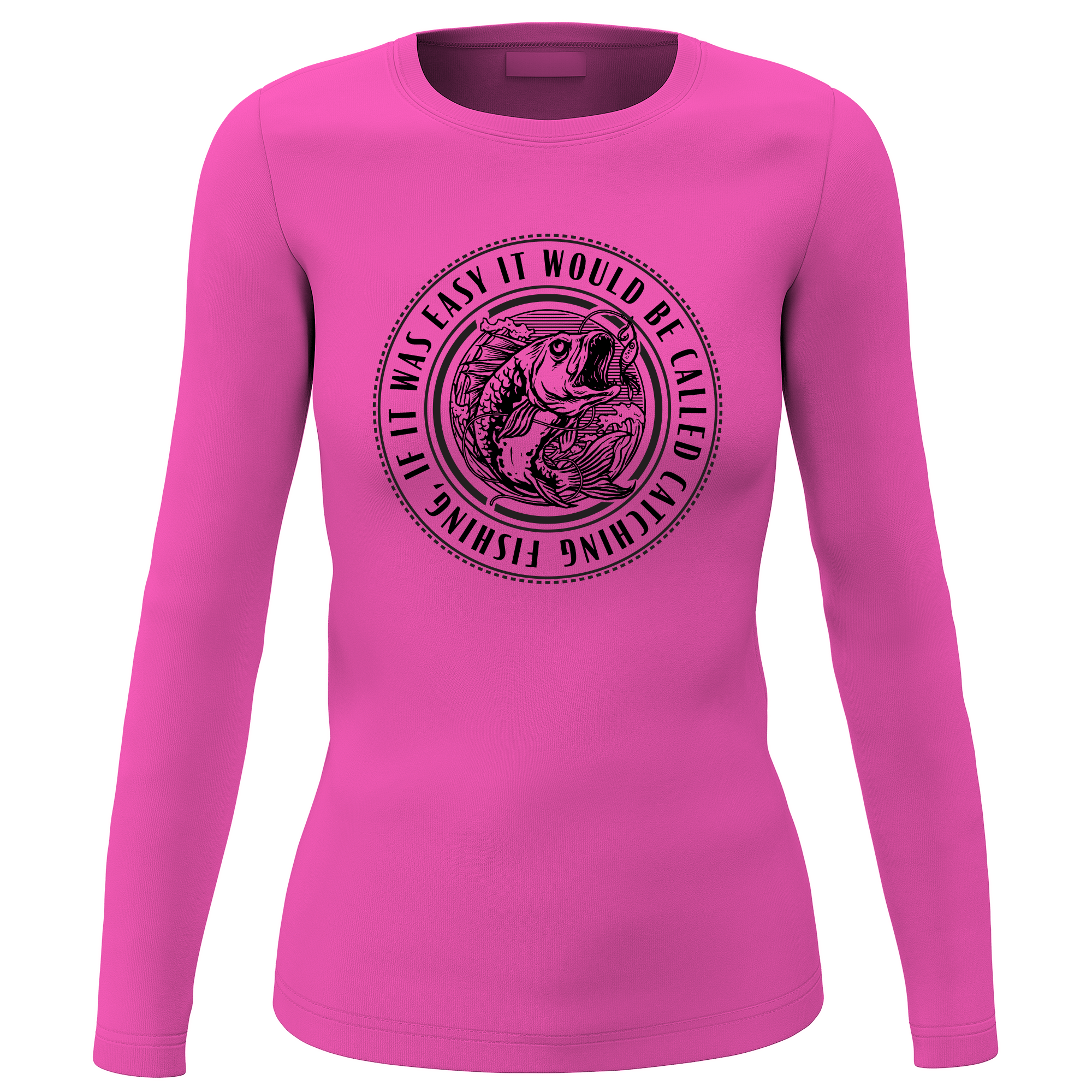 Catching Fishing Women's Long Sleeve Shirt featuring a stylish design, midweight fabric, and semi-fitted silhouette, perfect for fishing and casual outings.