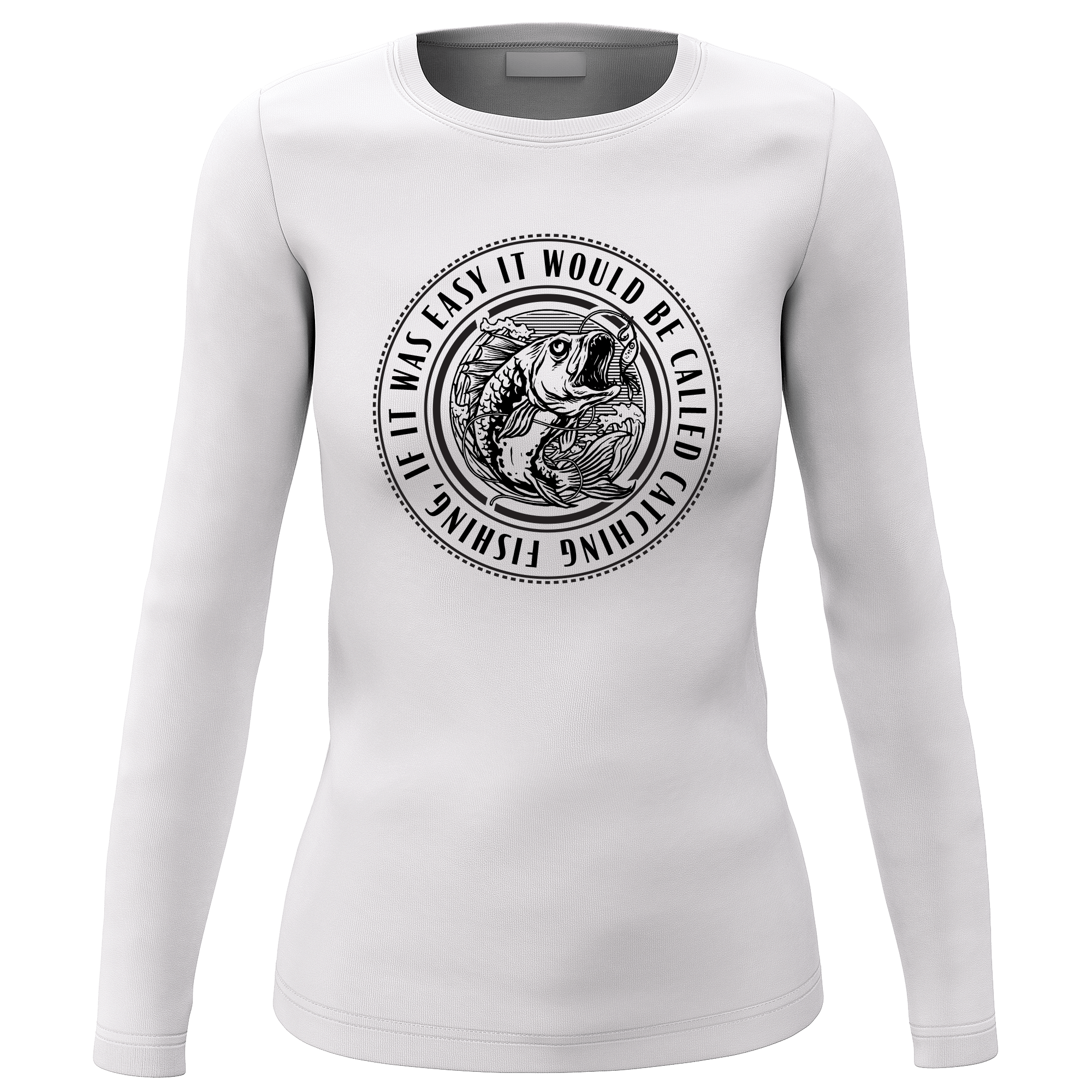 Catching Fishing Women's Long Sleeve Shirt featuring a stylish design, midweight fabric, and semi-fitted silhouette, perfect for fishing and casual outings.