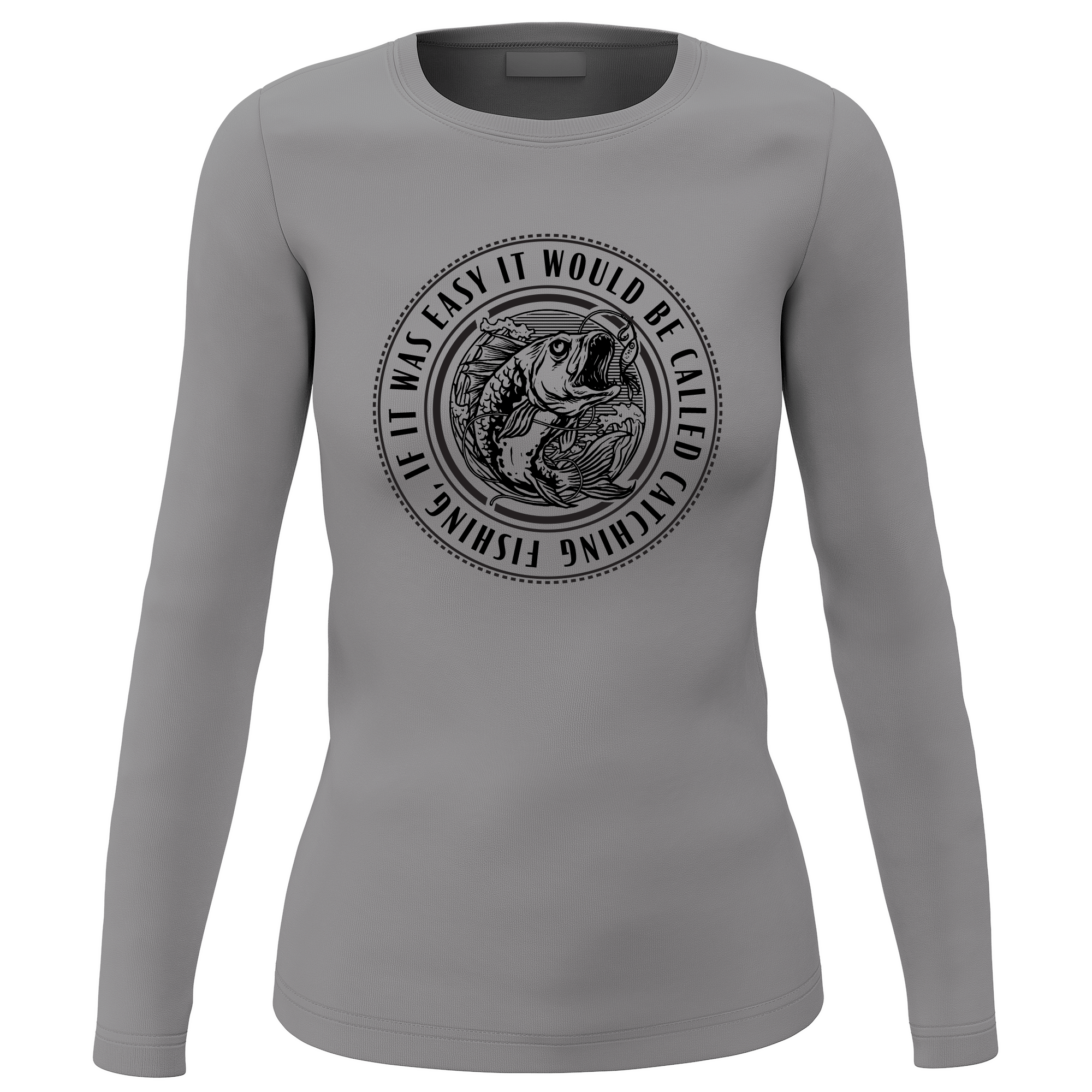 Catching Fishing Women's Long Sleeve Shirt featuring a stylish design, midweight fabric, and semi-fitted silhouette, perfect for fishing and casual outings.