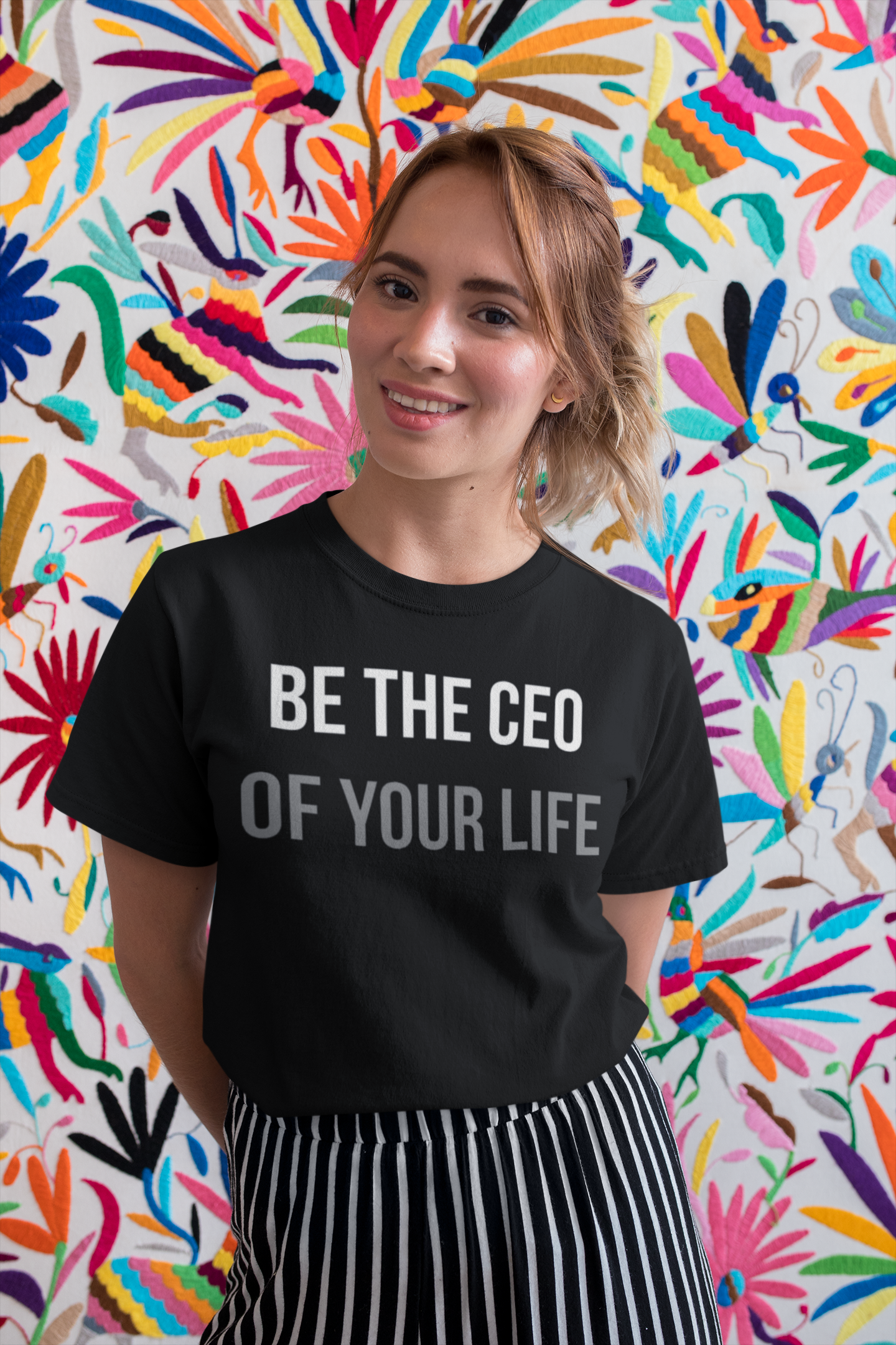 A stylish women's t-shirt featuring the phrase 'CEO of Your Life', made from soft ringspun cotton, perfect for casual wear.