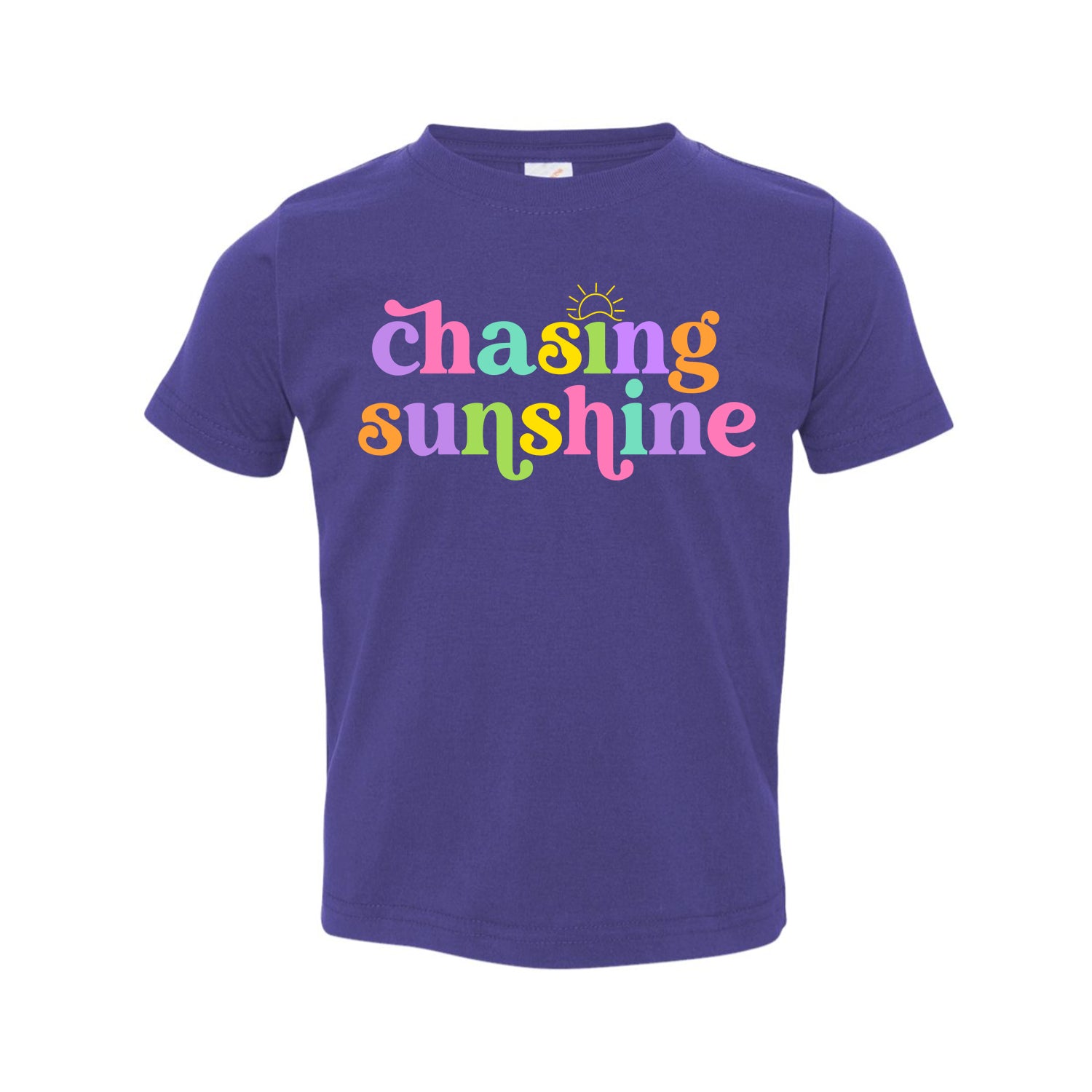 Chasing Sunshine Toddler T-shirt featuring vibrant colors and playful design, perfect for active toddlers.