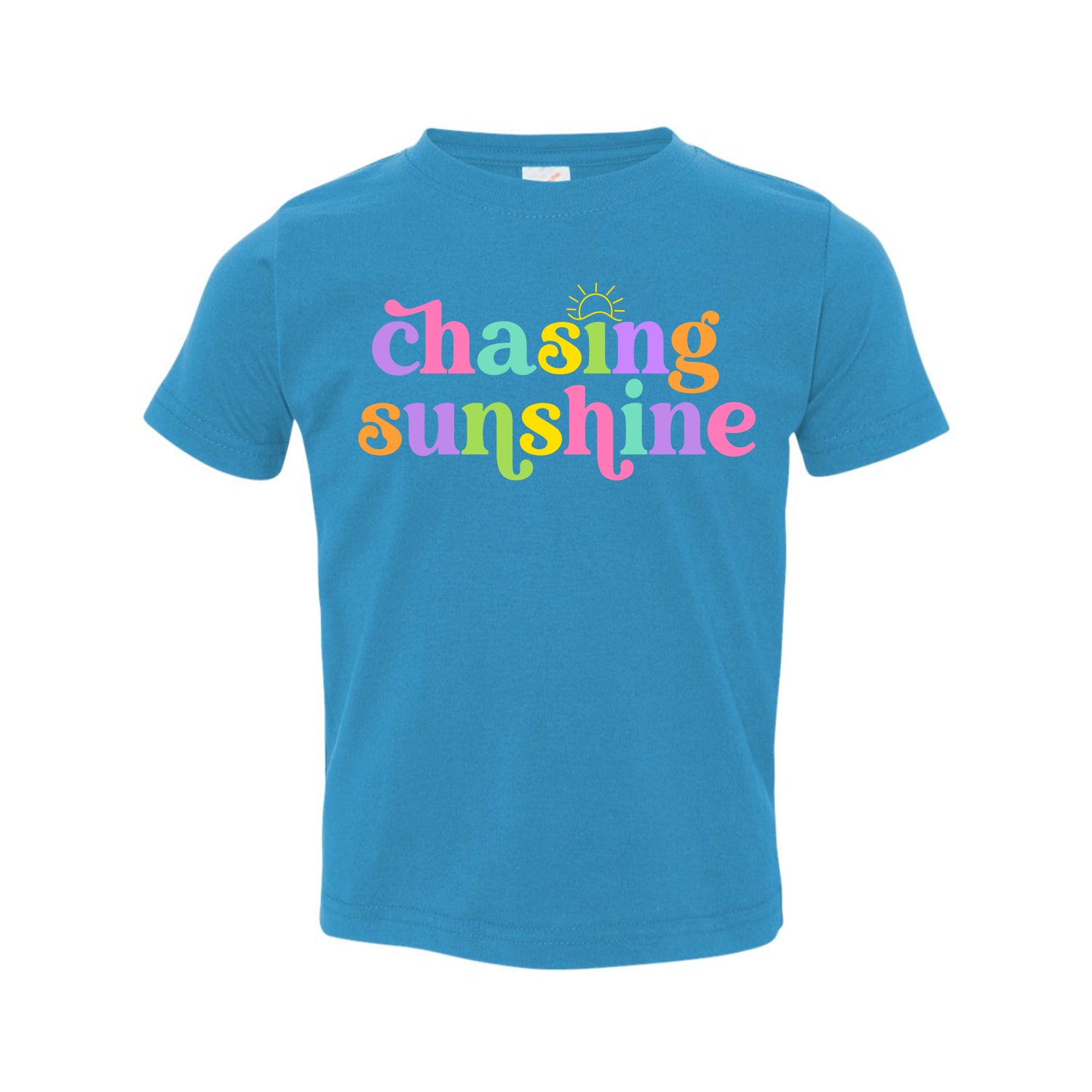 Chasing Sunshine Toddler T-shirt featuring vibrant colors and playful design, perfect for active toddlers.