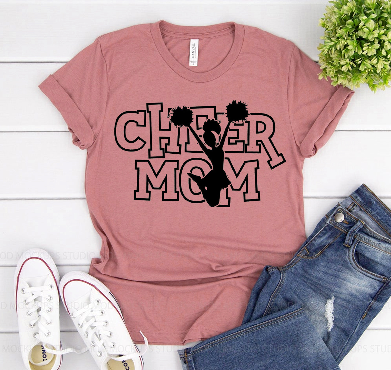 Cheer Mom T-shirt featuring a classic unisex design in soft cotton fabric, perfect for cheerleading parents.