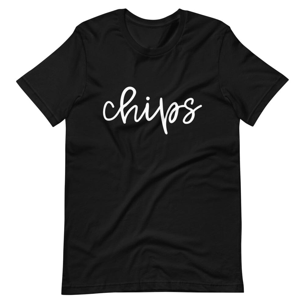 A stylish Chips Tee displayed on a mannequin, showcasing its comfortable fit and vibrant color.