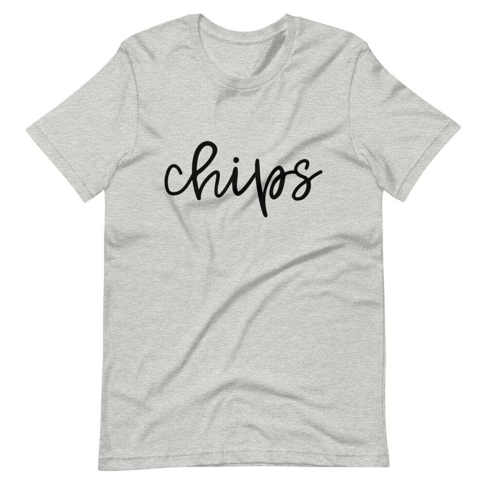 A stylish Chips Tee displayed on a mannequin, showcasing its comfortable fit and vibrant color.