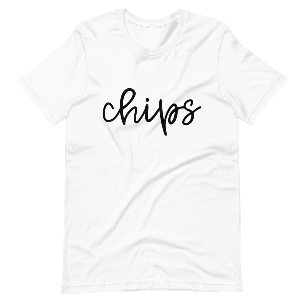 A stylish Chips Tee displayed on a mannequin, showcasing its comfortable fit and vibrant color.