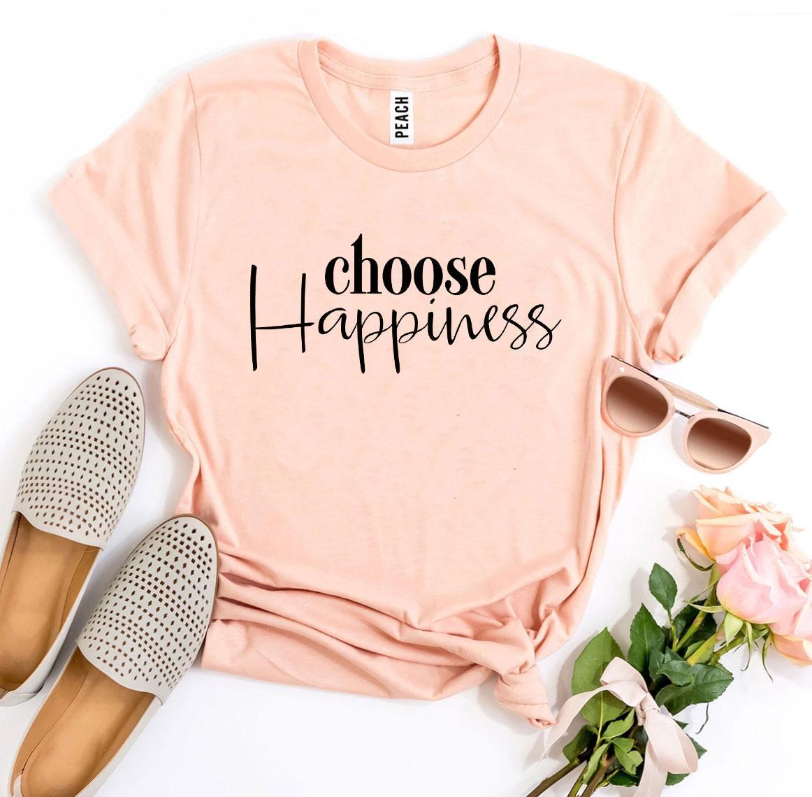 Choose Happiness T-shirt made of premium ring spun cotton with a vibrant flex print design.