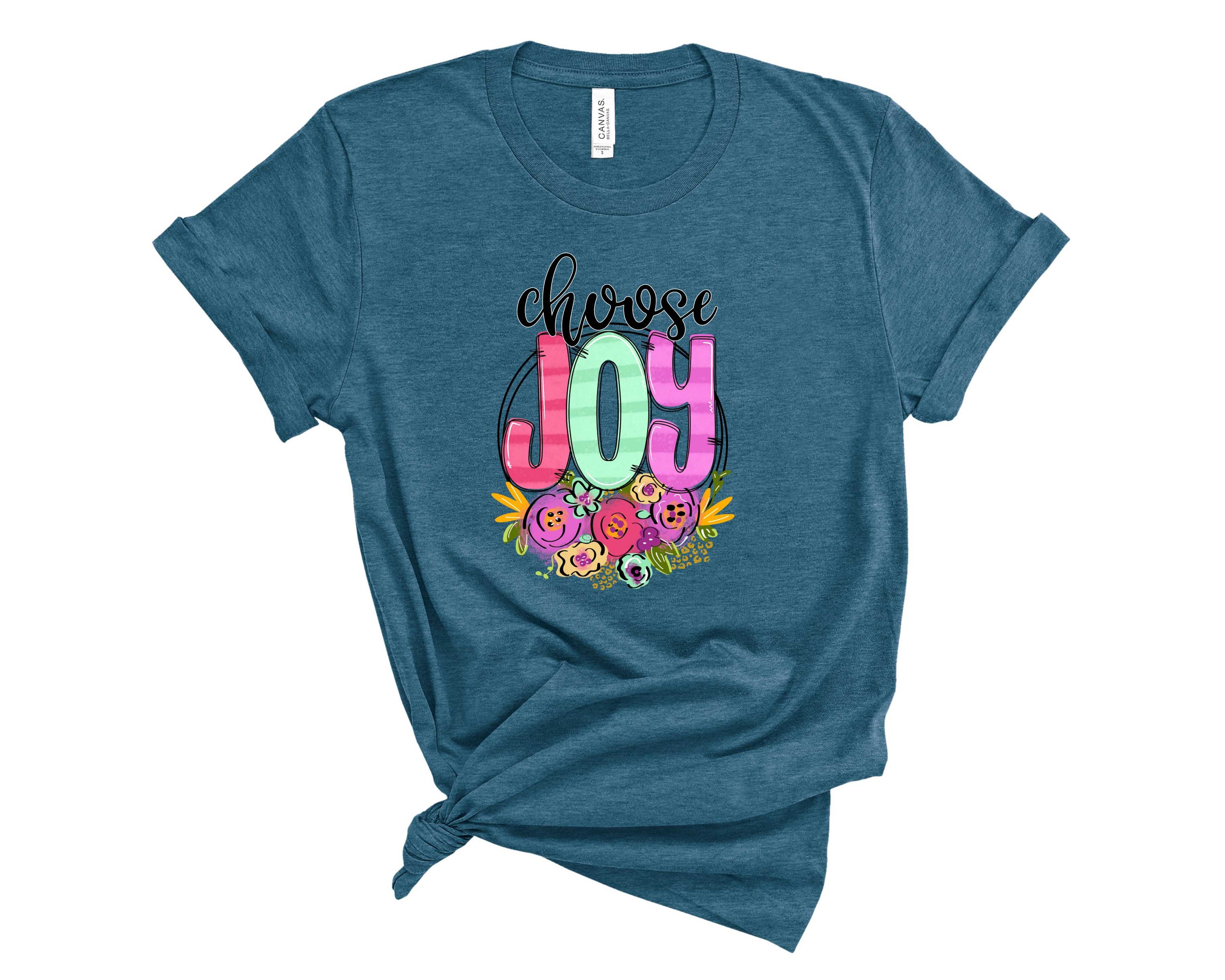 Choose Joy graphic tee featuring a vibrant design on a unisex t-shirt, perfect for casual wear.