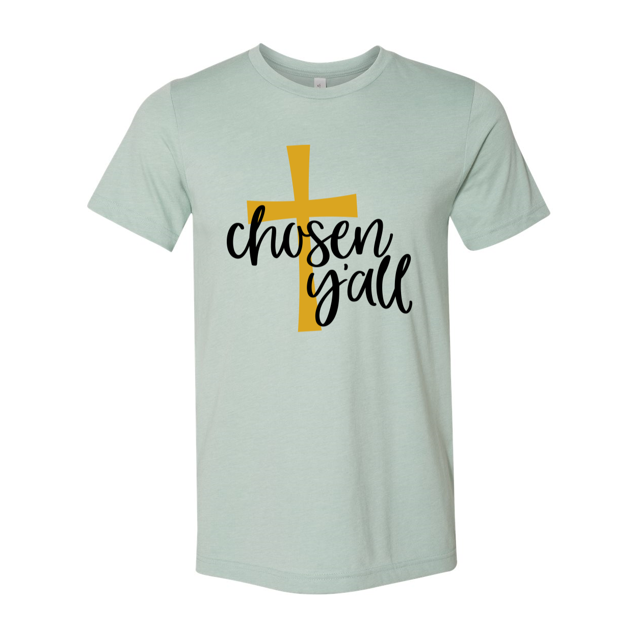 A classic unisex Chosen Y'all T-shirt made from soft airlume cotton, displayed in various sizes.