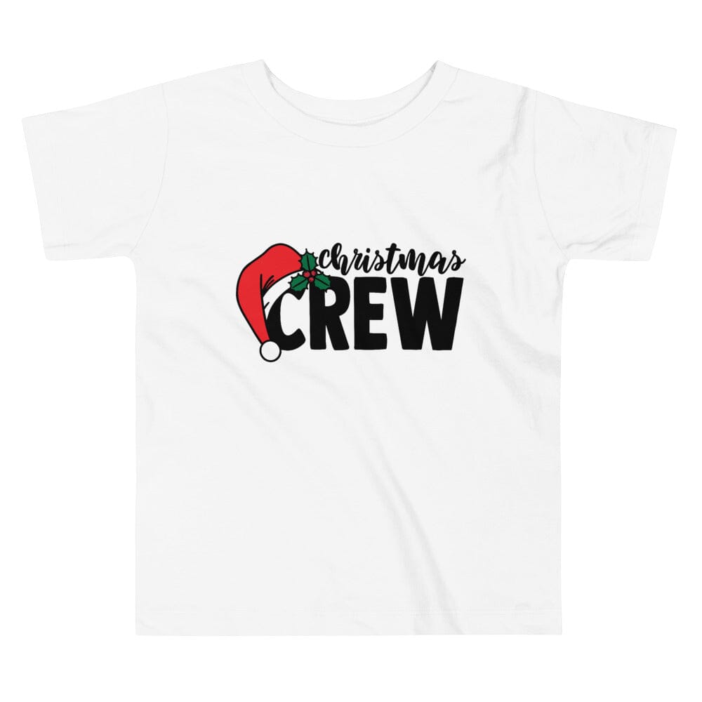 A festive Christmas Crew Toddler Tee featuring a cute design, made from 100% cotton, perfect for holiday celebrations.