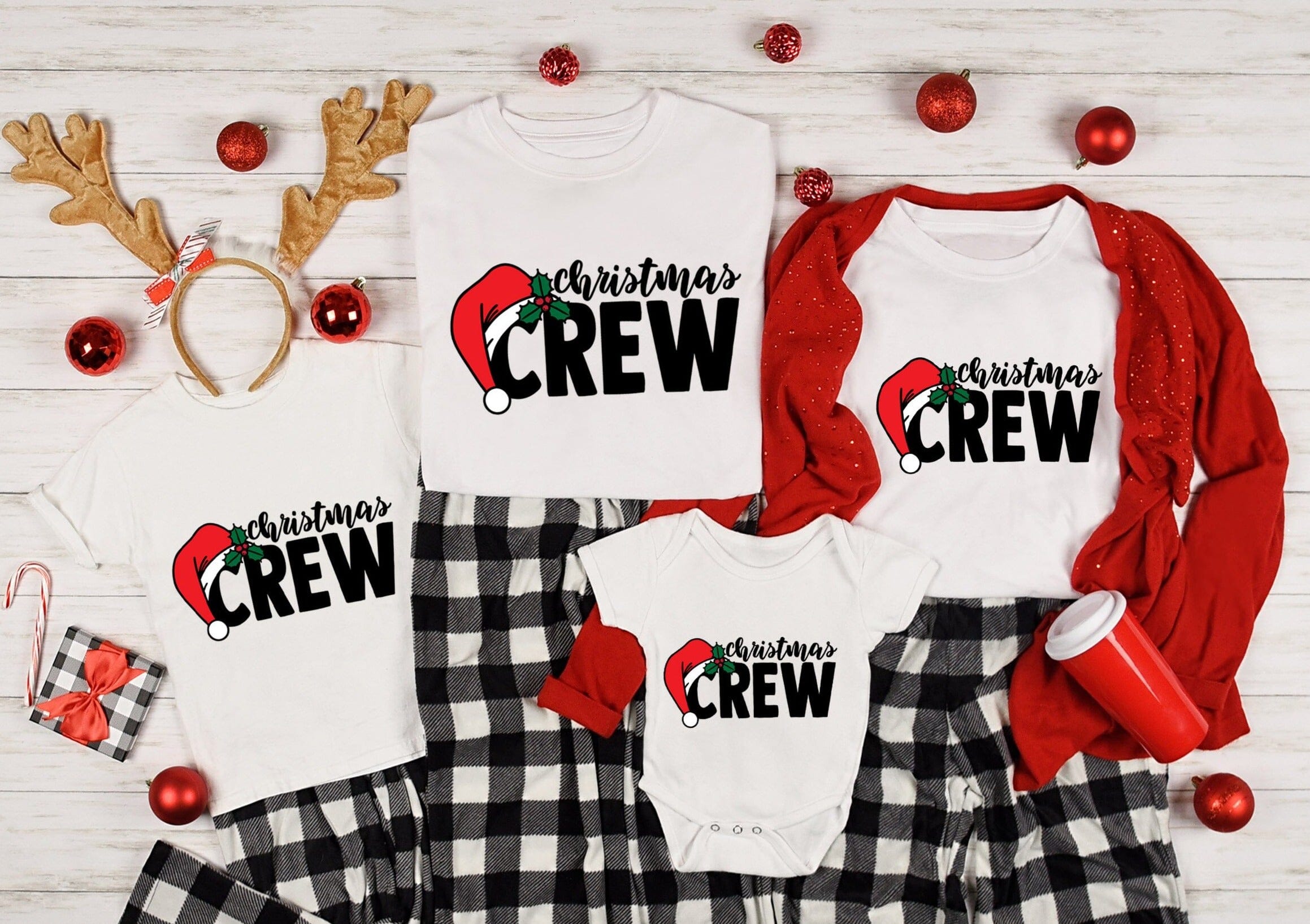 A festive Christmas Crew Toddler Tee featuring a cute design, made from 100% cotton, perfect for holiday celebrations.