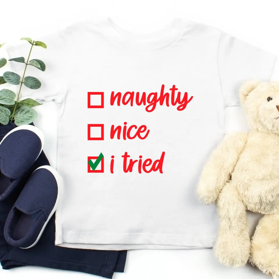 A cozy Christmas Family Checklist Tee featuring festive designs, perfect for family gatherings and holiday celebrations.