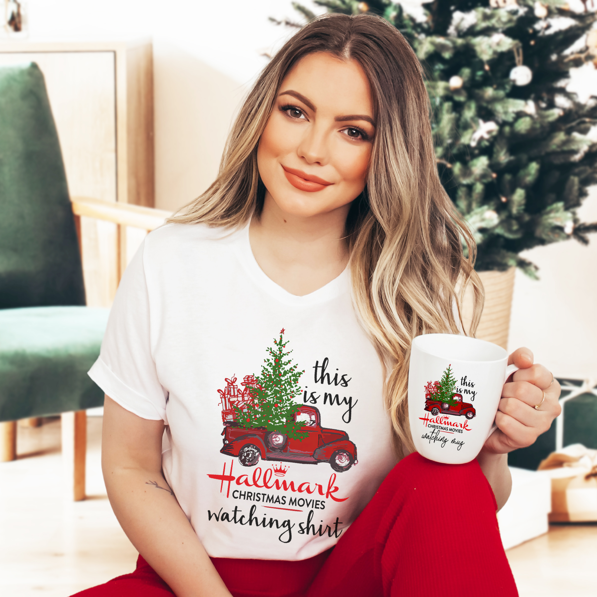 A cozy unisex Christmas Movie Watching Shirt featuring vibrant holiday-themed graphics, perfect for festive movie nights.