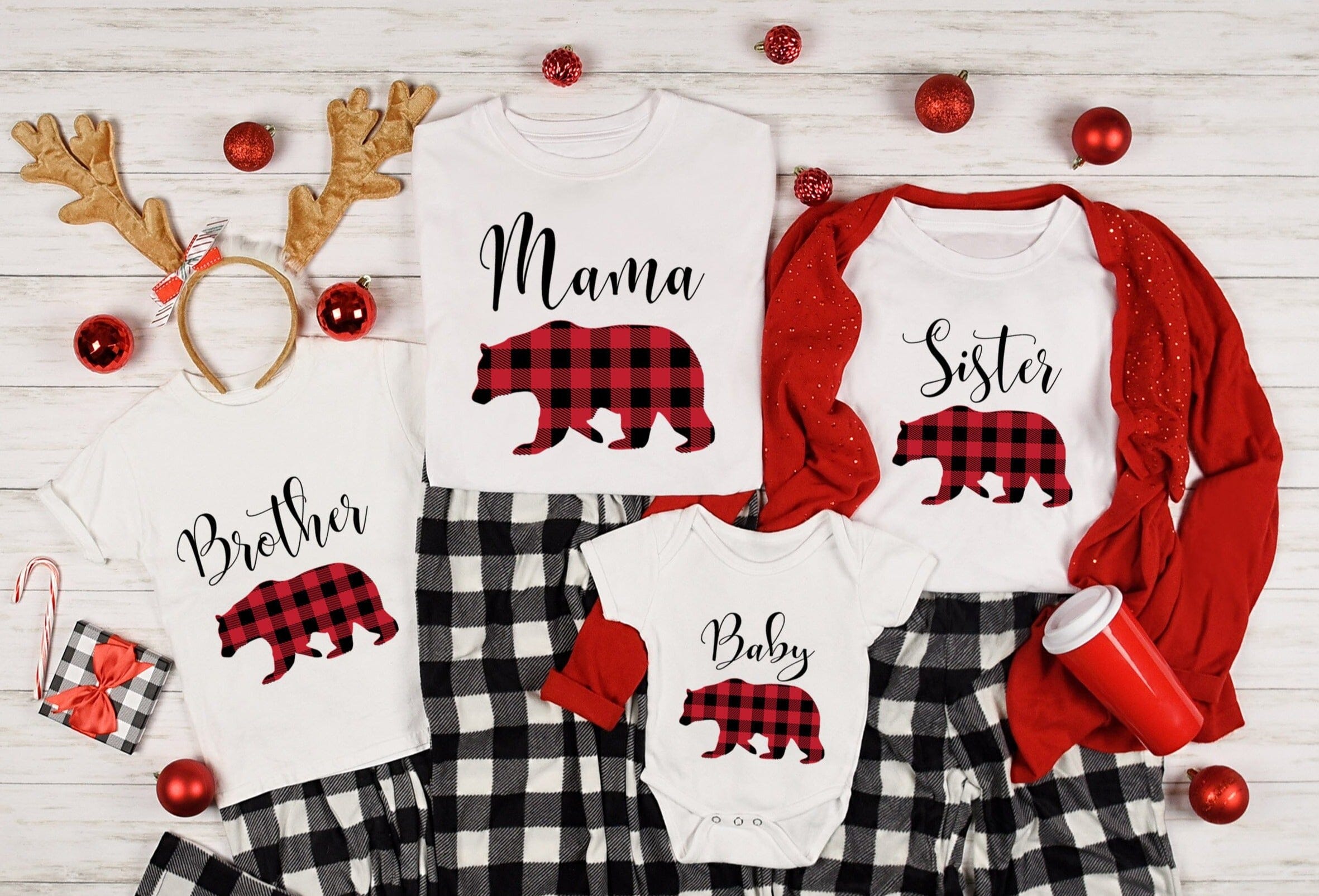 A cute Christmas Sister Bear Toddler Tee featuring a playful bear design, perfect for festive occasions and everyday wear.