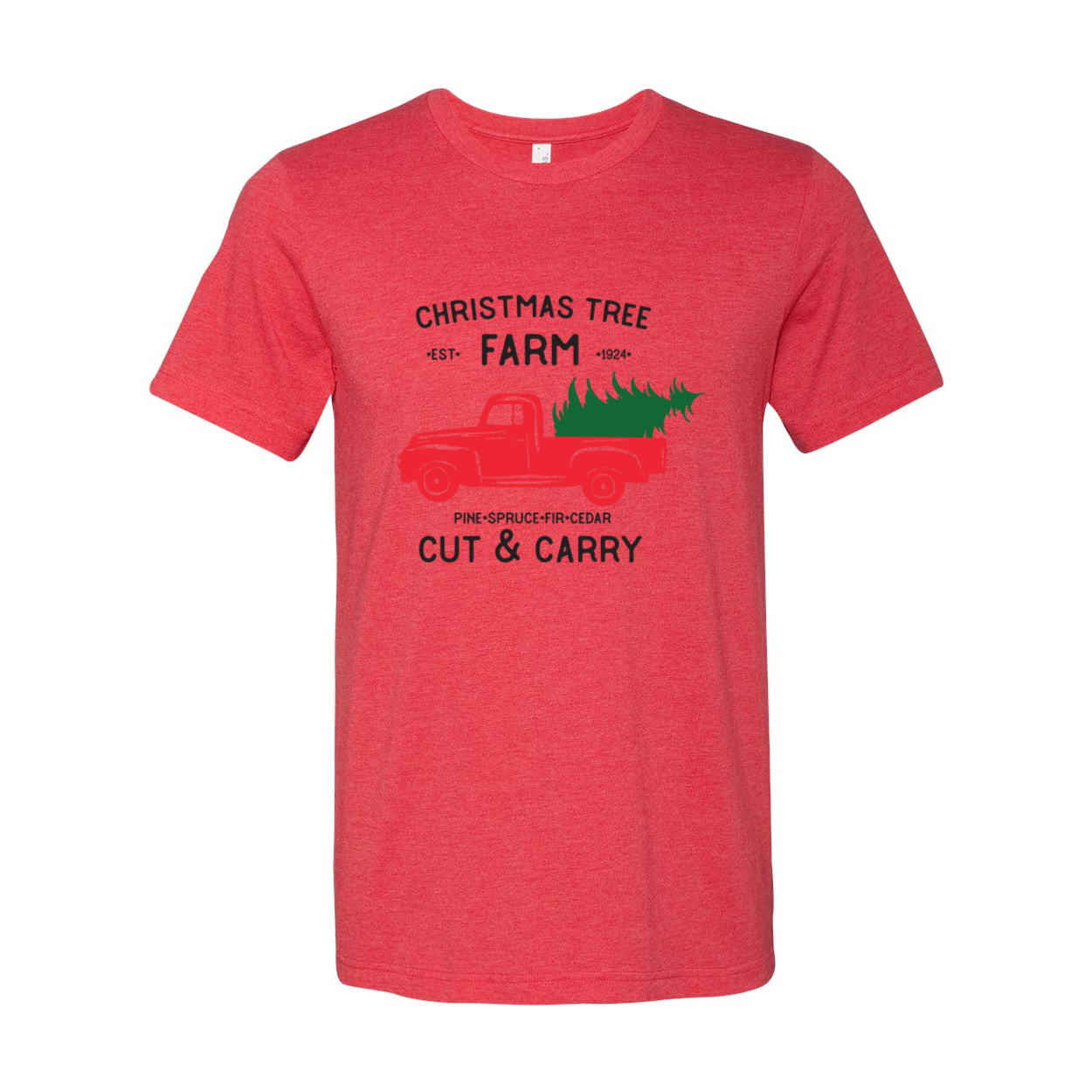 A cozy unisex Christmas Tree Farm Shirt in various colors, showcasing its soft fabric and comfortable fit.