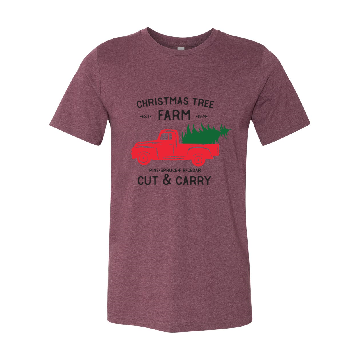 A cozy unisex Christmas Tree Farm Shirt in various colors, showcasing its soft fabric and comfortable fit.