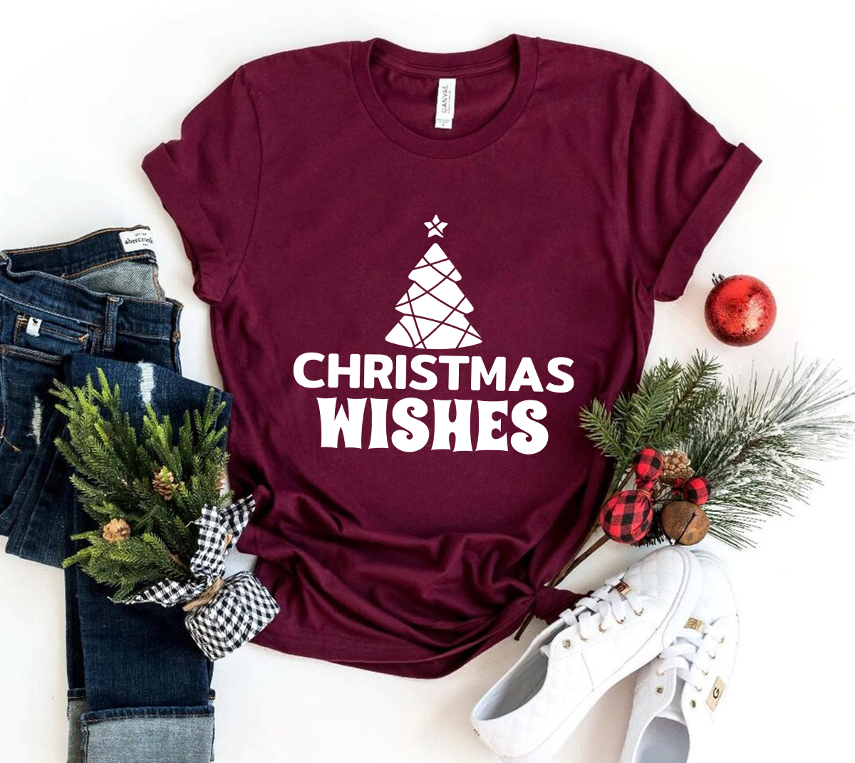 A festive unisex Christmas Wishes Shirt in various colors, showcasing its soft fabric and stylish design.