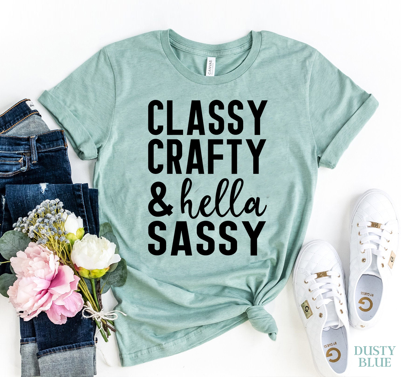 Classy Crafty & Hella Sassy T-shirt in premium ring spun cotton with stylish flex print design.