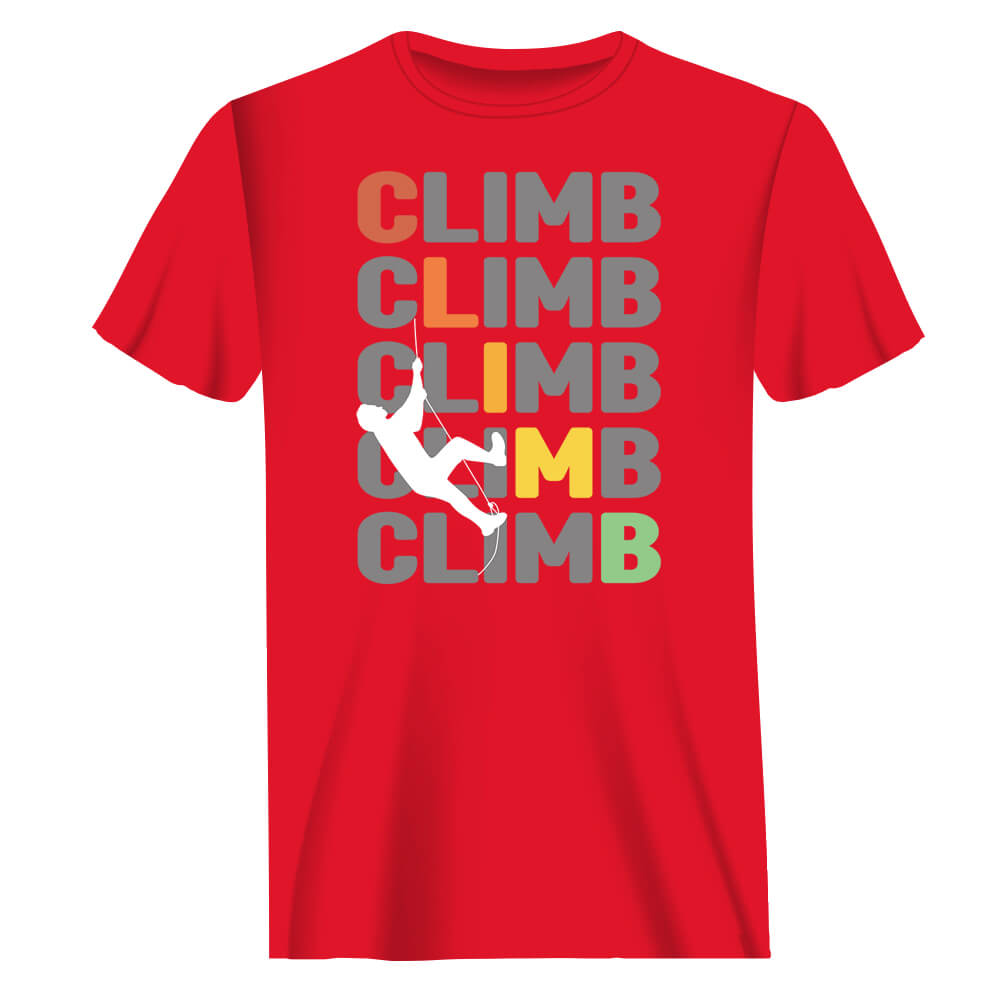 Climbbbbb Man T-Shirt in solid color, showcasing its modern classic fit and soft fabric, perfect for casual and stylish wear.