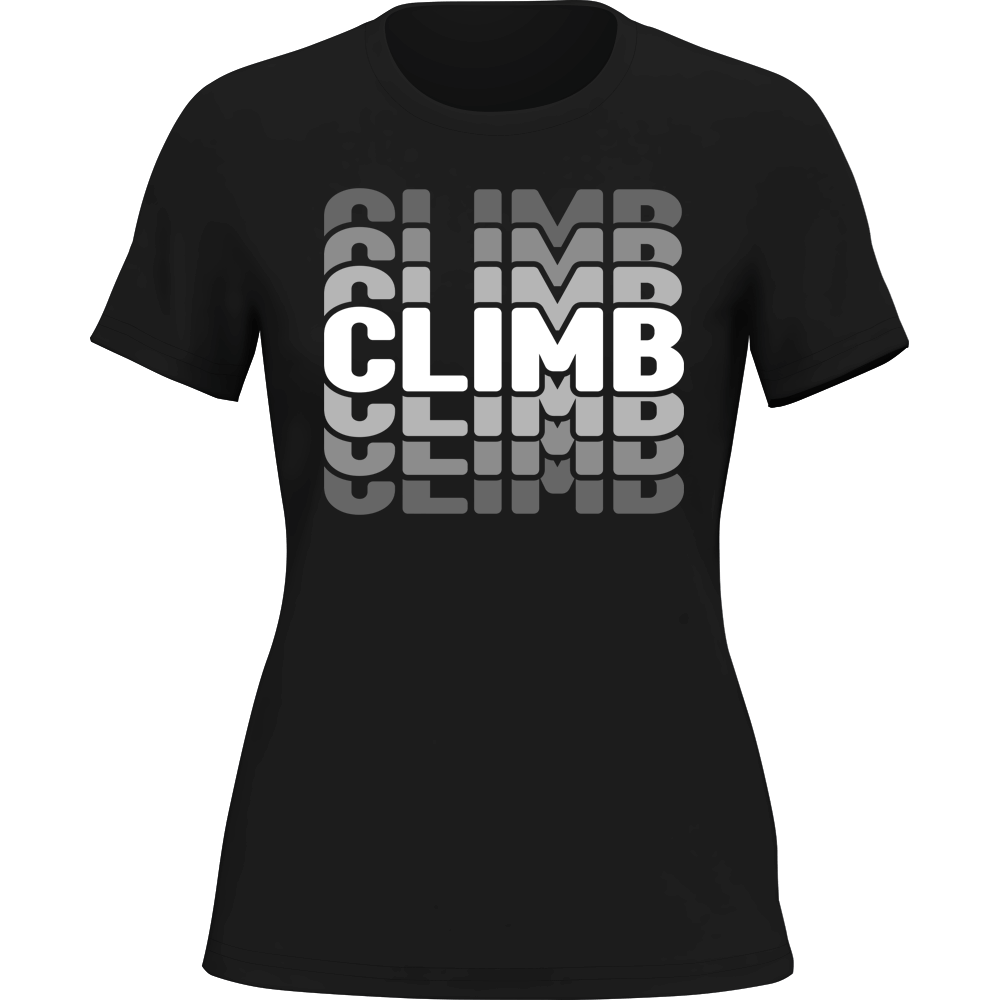 Climmmmmb T-Shirt for Women featuring a stylish design, made from 100% Ringspun Cotton, perfect for casual wear.