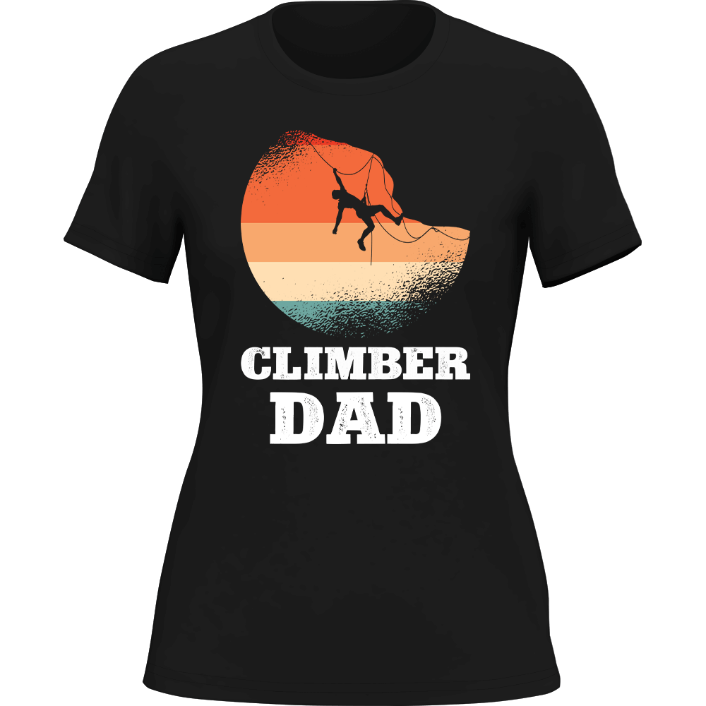 Climber Dad T-Shirt for Women, featuring a semi-fitted design in soft Ringspun Cotton, perfect for outdoor adventures.