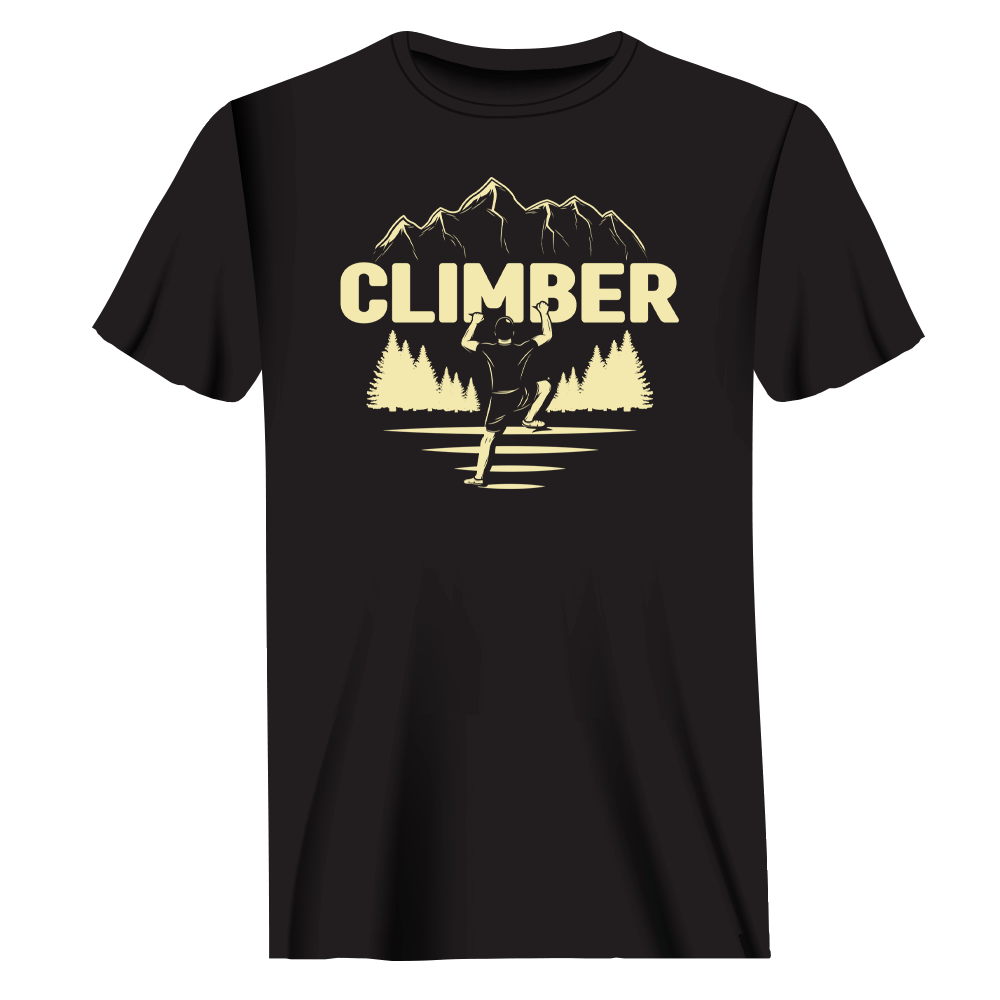 Climber Man T-Shirt featuring a modern classic fit in solid color, made from 100% Ringspun Cotton, perfect for casual wear.