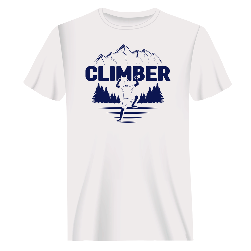 Climber Man T-Shirt featuring a modern classic fit in solid color, made from 100% Ringspun Cotton, perfect for casual wear.