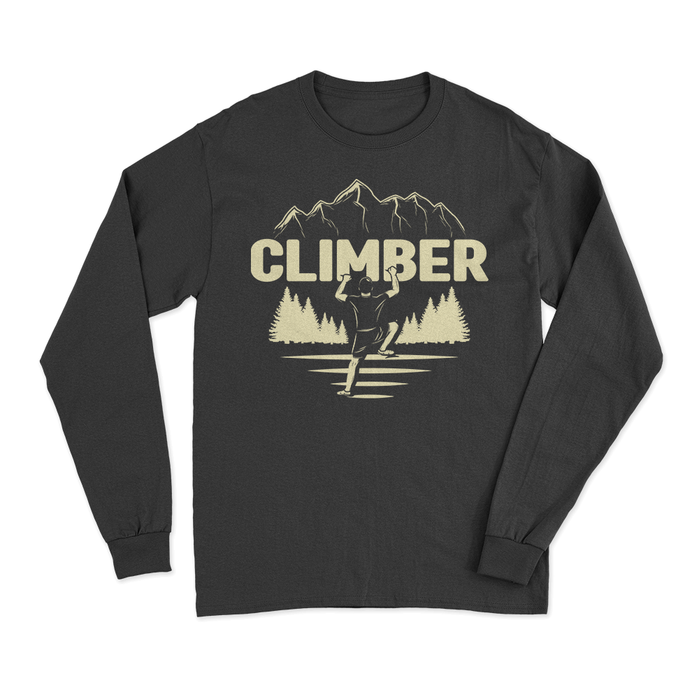 Climber Men Long Sleeve Shirt in a stylish design, showcasing its classic midweight fabric and non-topstitched collar.