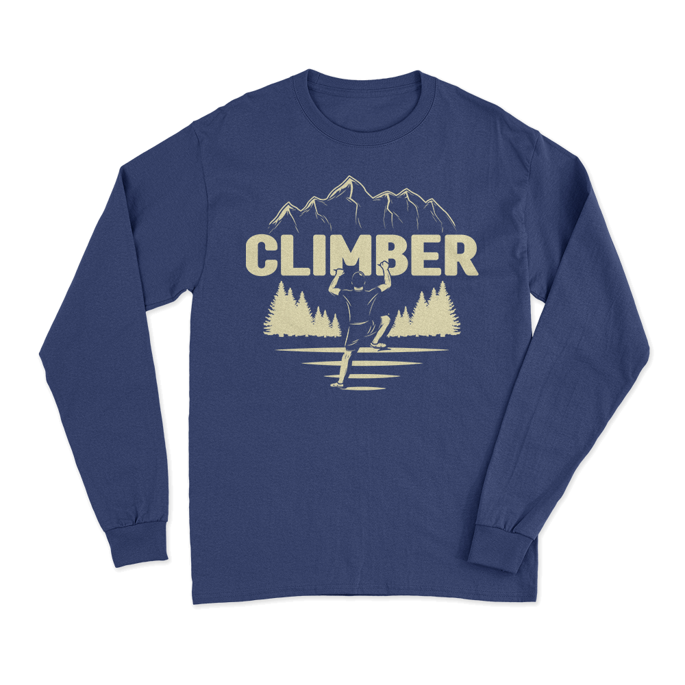 Climber Men Long Sleeve Shirt in a stylish design, showcasing its classic midweight fabric and non-topstitched collar.