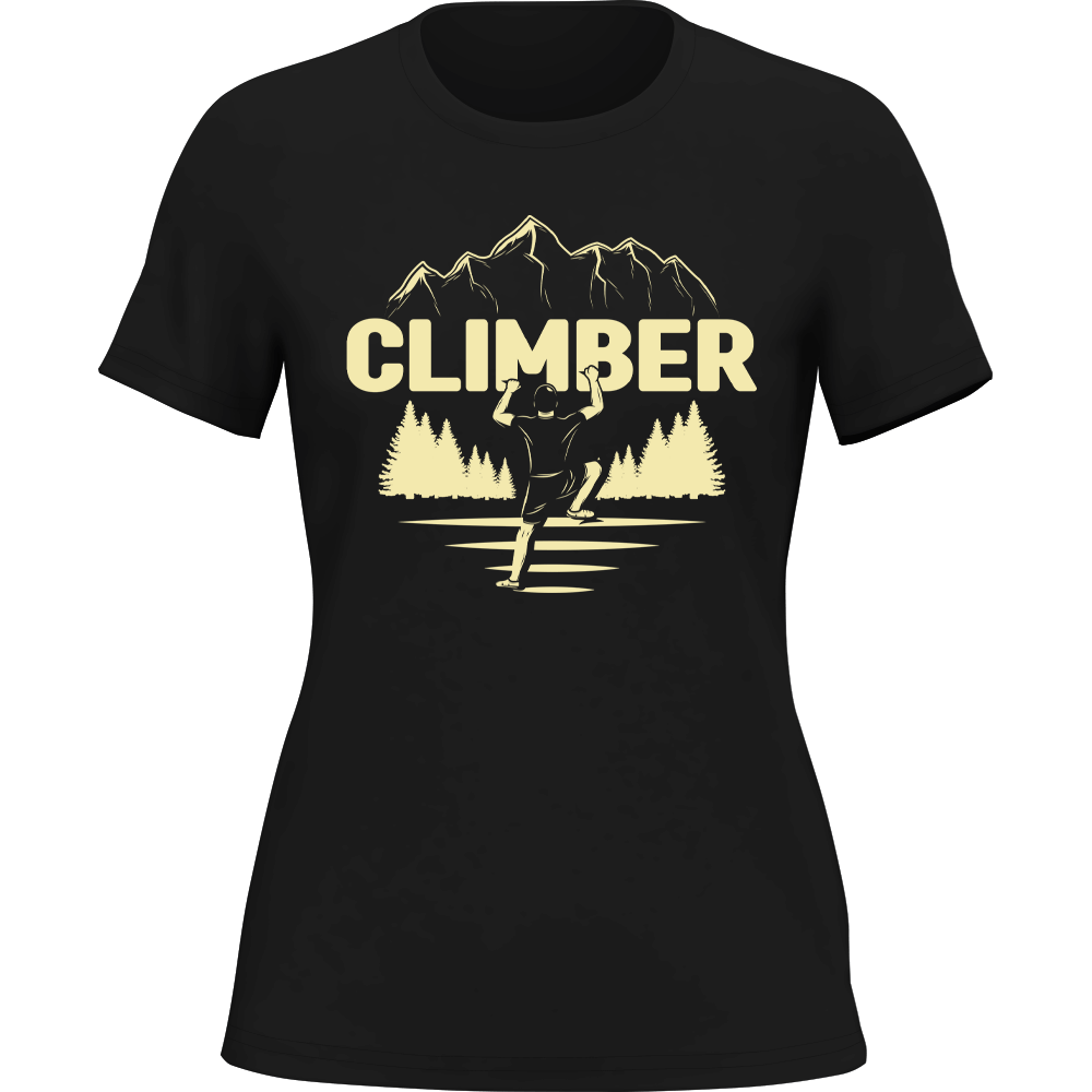 A stylish Climber T-Shirt for Women, made from soft ringspun cotton, featuring a semi-fitted design and eco-friendly dyes, perfect for outdoor activities.