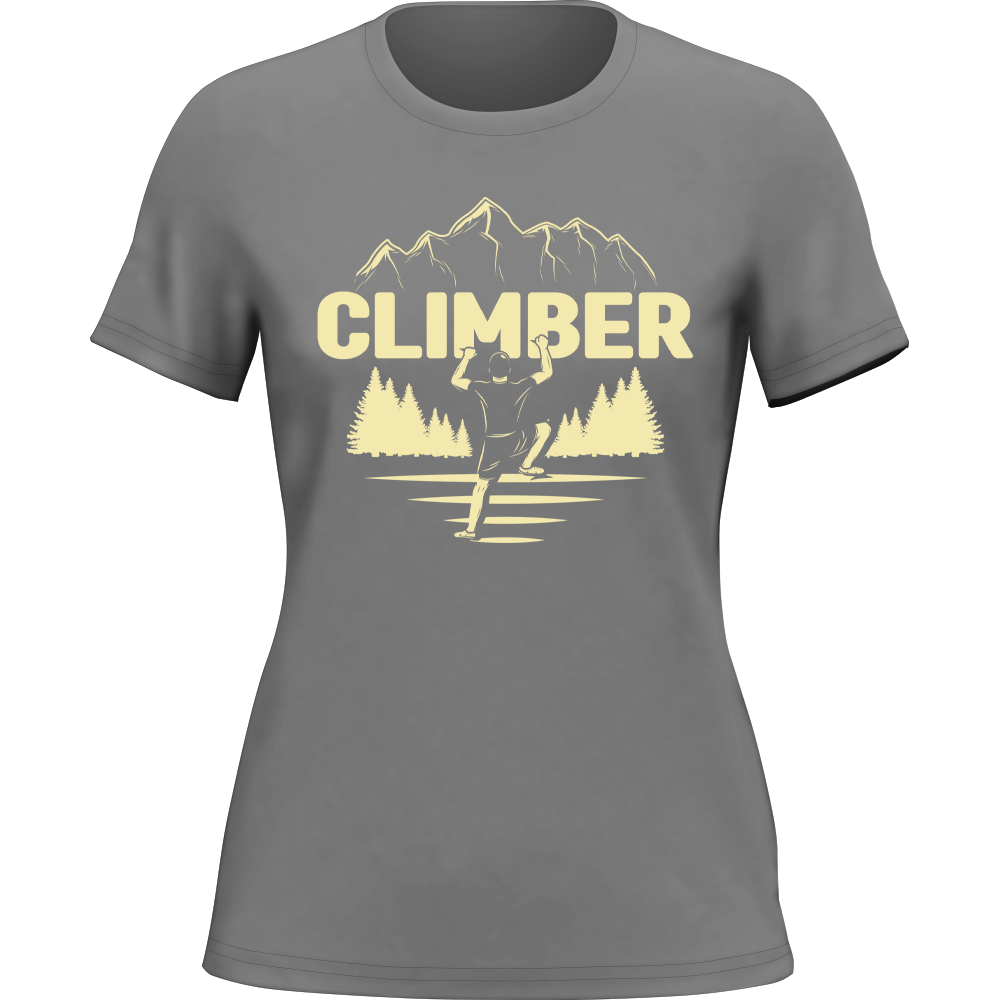 A stylish Climber T-Shirt for Women, made from soft ringspun cotton, featuring a semi-fitted design and eco-friendly dyes, perfect for outdoor activities.