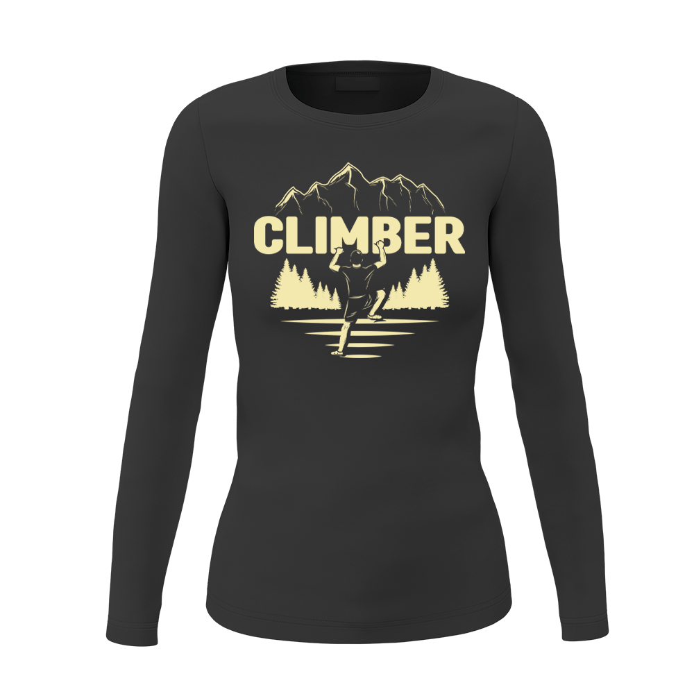 Climber Women Long Sleeve Shirt in a stylish design, showcasing its midweight fabric and semi-fitted silhouette.