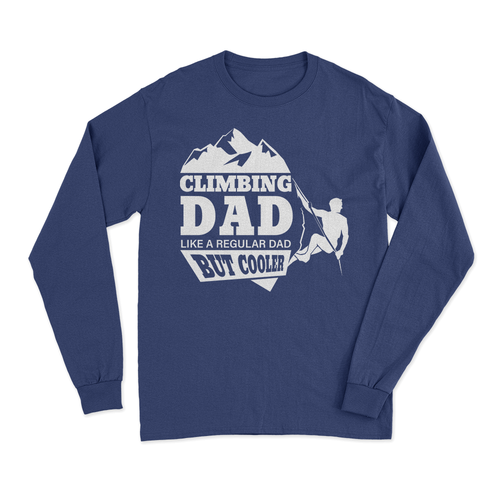 Climbing Dad Men Long Sleeve Shirt featuring a stylish design, perfect for outdoor adventures and casual wear.