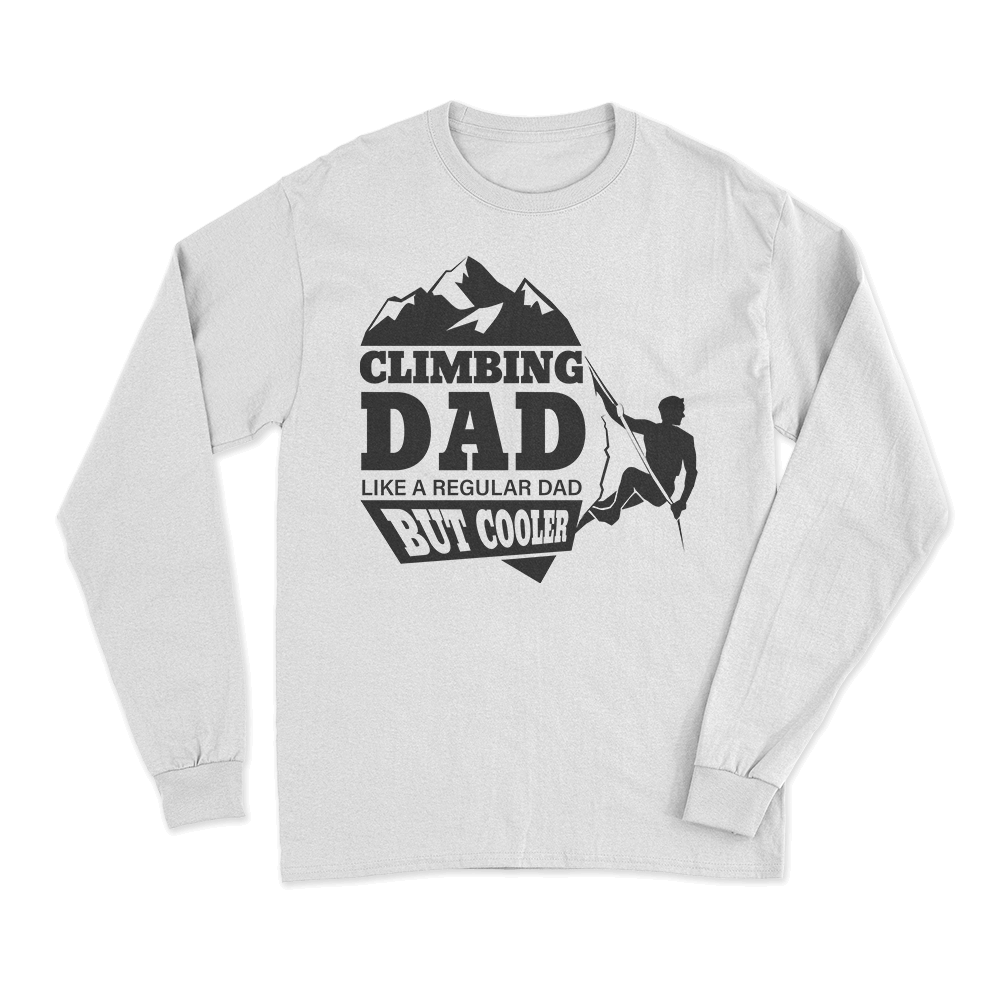 Climbing Dad Men Long Sleeve Shirt featuring a stylish design, perfect for outdoor adventures and casual wear.