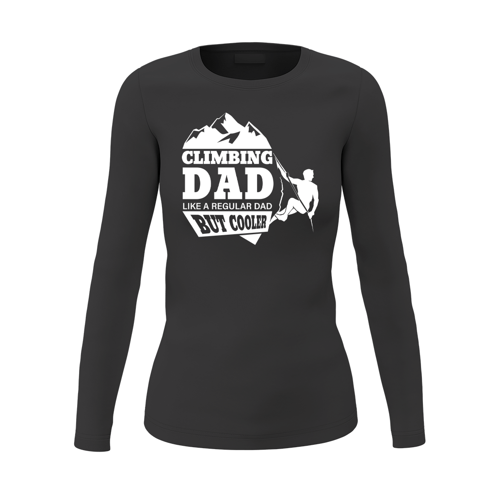 Climbing Dad Women Long Sleeve Shirt in stylish design, showcasing its classic midweight fabric and semi-fitted silhouette.