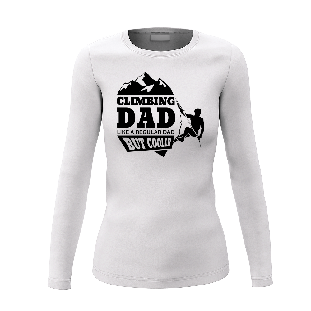 Climbing Dad Women Long Sleeve Shirt in stylish design, showcasing its classic midweight fabric and semi-fitted silhouette.