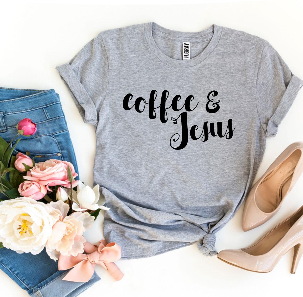 Coffee And Jesus T-shirt made of premium ring spun cotton with a stylish design and soft textile flex print.